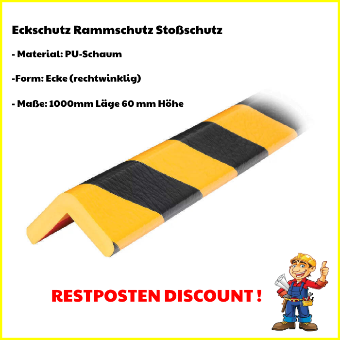 Eckschutz "Ecke" 1M, schwarz/gelb, Rammschutz Stoßschutz SELBSTKLEBEND 