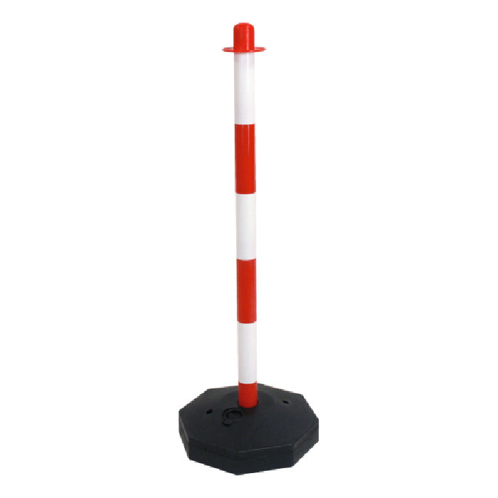 Kettenpfosten – 870 mm, weiß/rot, Kunststoff, leicht & robust 