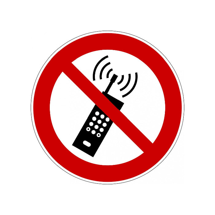 Verbotszeichen "Eingeschaltete Mobiltelefone verboten" - P013, nach ASR A1.3:2013, DIN EN ISO 7010 