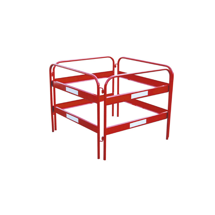 Schachtschutzgitter, rot – 0,9 m hoch, reflektierend, klappbar, Stahl 